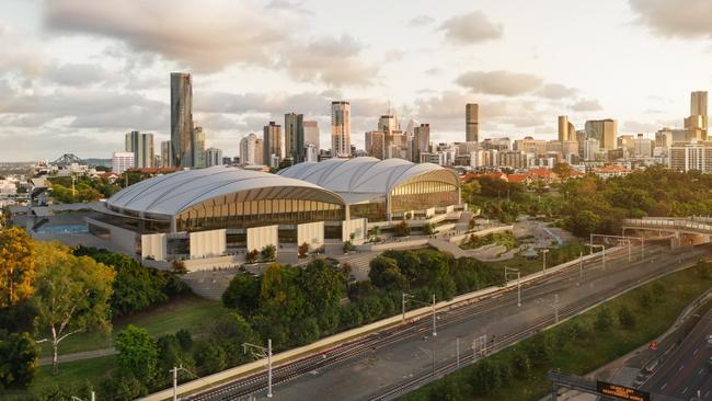 Renders of the National Aquatics Centre (NAC) proposed for Brisbane. Picture: Archipelago Architects