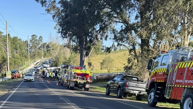 Crane crash on Remembrance Dr, Picton on Sunday 8 Sept 2024. Picture: Fire and Rescue NSW