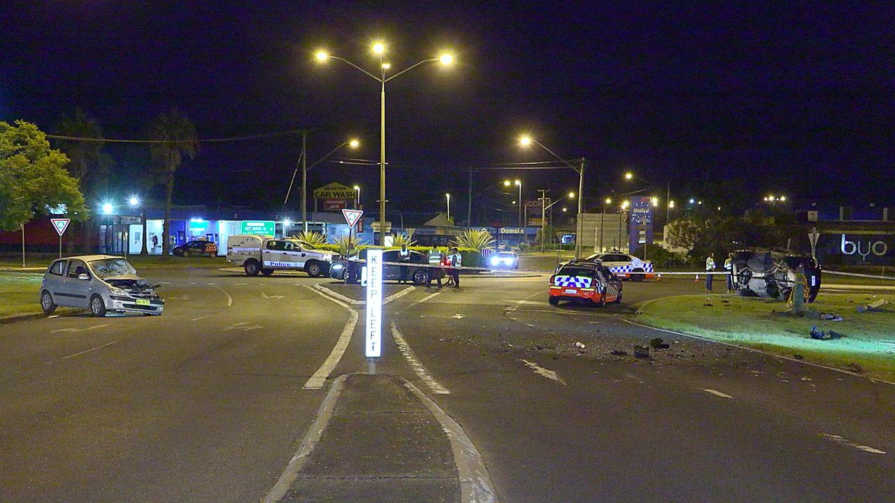 A man was flown to Gold Coast University Hospital following a high speed two car crash following a police pursuit in Bent Street, South Grafton on Saturday, February 19. Picture: Frank Redward