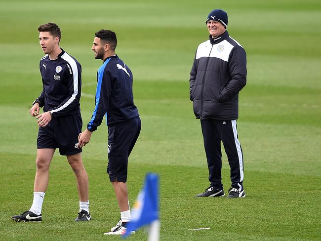 Leicester City manager Claudio Ranieri, takes a training session the day after his side won the EPL.