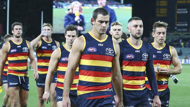 A week is a long time in footy after the Crows slumped to a shock loss to Collingwood. Picture: Sarah Reed