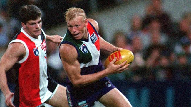 Jess’ uncle, former AFL player Clive Waterhouse in action for Fremantle.