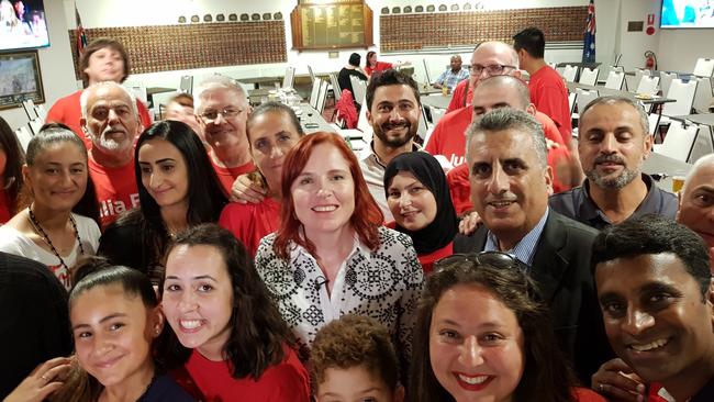 Julia Finn with supporters after retaining her seat in last year’s State Election.