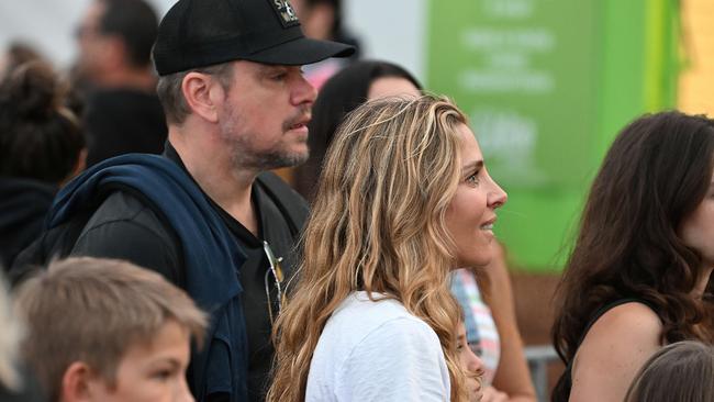 Damon at the Ekka last year with Hemsworth’s wife Elsa Pataky. Picture: Lyndon Mechielsen/Courier Mail