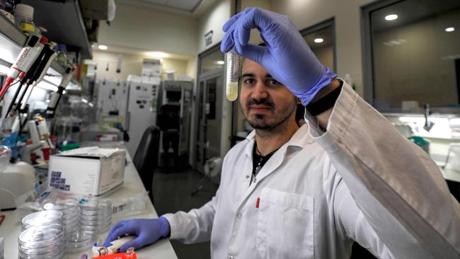 A scientist at the MIGAL Research Institute in northern Israel, where work is under way to find a COVID-19 vaccine. Picture: AFP