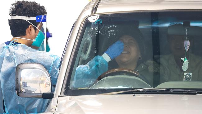 A number of the case spikes are the result of day 13 tests for primary close contacts of the Shepparton and Broadmeadows outbreaks. Picture: Ian Currie