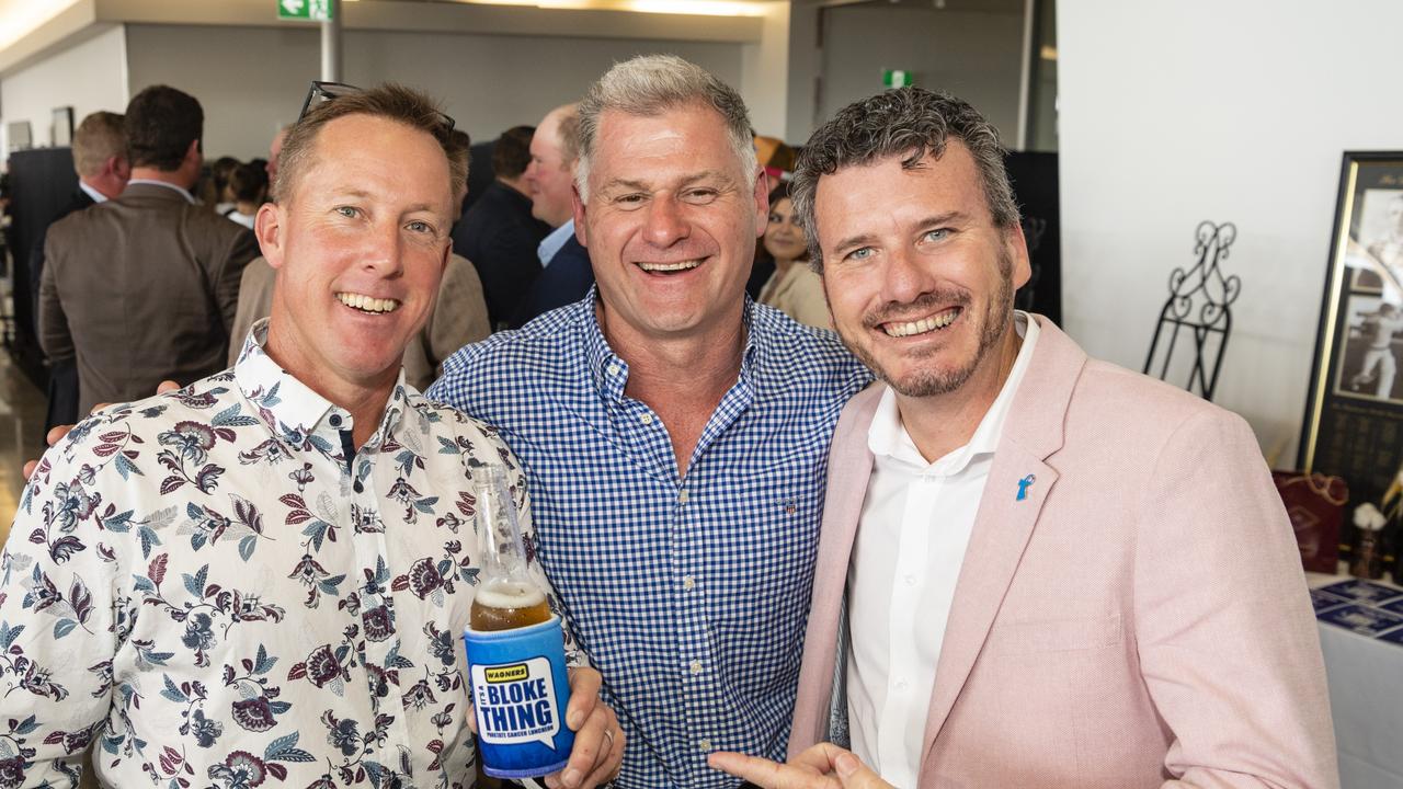 At It's a Bloke Thing 2022 are (from left) Campbell Lane, Barton Castley and Clayton Menyweather at Wellcamp Airport, Friday, September 9, 2022. Picture: Kevin Farmer