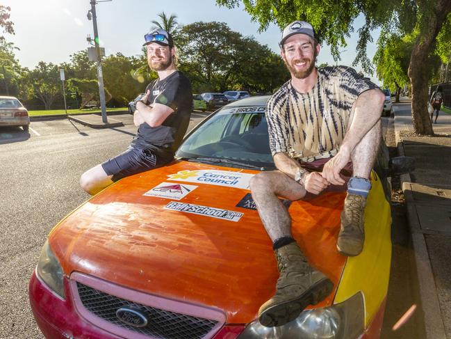 From Sydney, Peter Boyer and David Smith travelled 3342kms in a 1993 Ford Falcon which they paid $1100 for. Picture: Floss Adams.