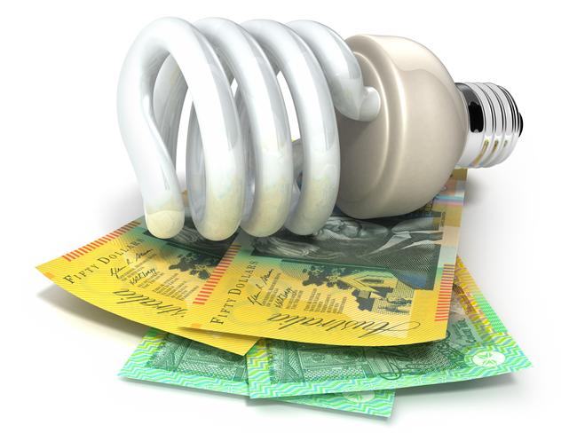 Energy saving light bulb and Australian Dollars. Isolated on white.Related images: