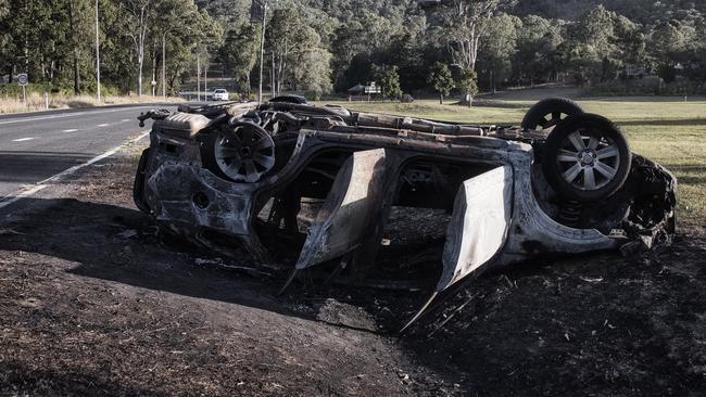 The burned out shell left on the roadside.