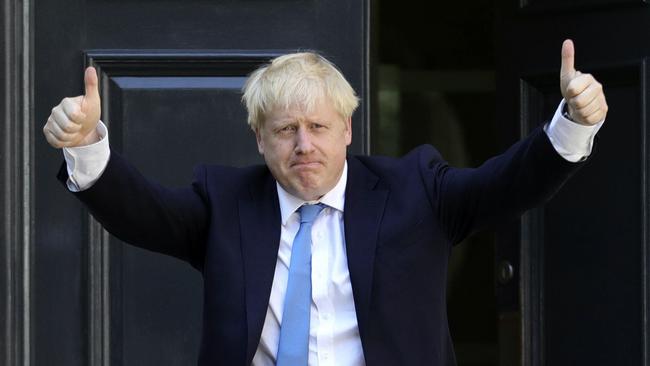 Newly elected leader of the Conservative party Boris Johnson arrives at Conservative party HQ in London yesterday. Picture: AP