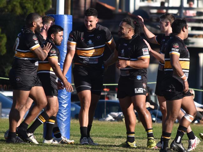 Beau Petterson celebrates a try for Matraville. Picture: Sean Teuma/NewsLocal