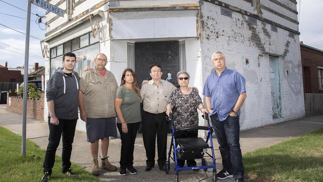 Carmel Lochiano (middle left) with Sam and Frank Lochiano, Paul and Maria Lanteri and Sam Tartaglia outside the potential substation site. Picture: Ellen Smith