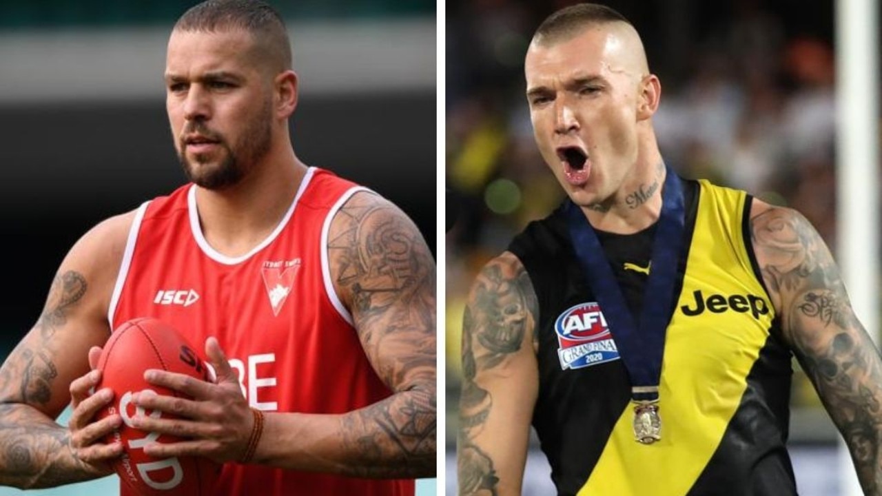 Dustin Martin and Lance Franklin. Photo: AAP, Getty.