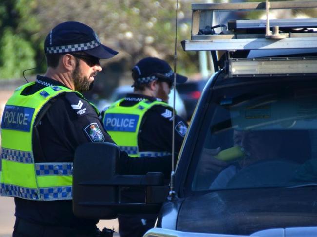 Police at a static roadside breath test site on Balls Lane in Mysterton as Operation Cold Snap rolls out for the school holidays. Townsville Highway Patrol Officer in Charge Acting Senior Sergeant Nathan Ivey. Picture: Natasha Emeck