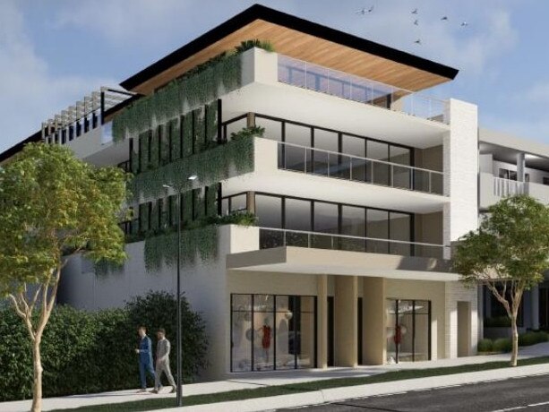 A developer has proposed a $3.2 million four-storey, apartment complex with topshop housing for 6 Seaview St, Kingscliff in the Tweed Shire. Picture: Lightwave Architectural.