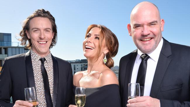 The former Nova drive time crew Tim Blackwell, Kate Ritchie and Marty Sheargold. Picture: Eugene Hyland