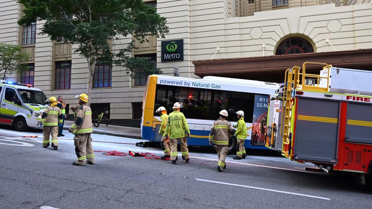 Emergency services workers at the scene of the Edward St crash. Picture: Lyndon Mechielsen.