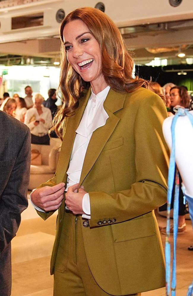 Britain's Catherine, Princess of Wales, wears one of Victoria Beckham’s designer outfits. Picture: Aaron Chown / POOL / AFP