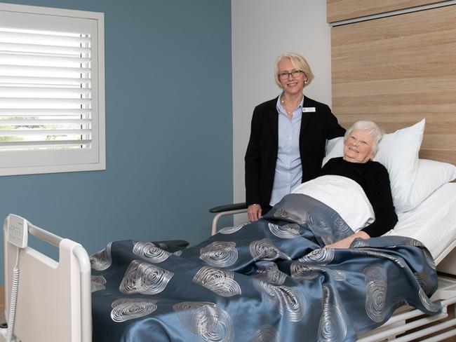 Delmar private Hospital Director Kerri Clare with the first patient in the new hospital wing, Patricia O’Grady. Picture: Supplied.