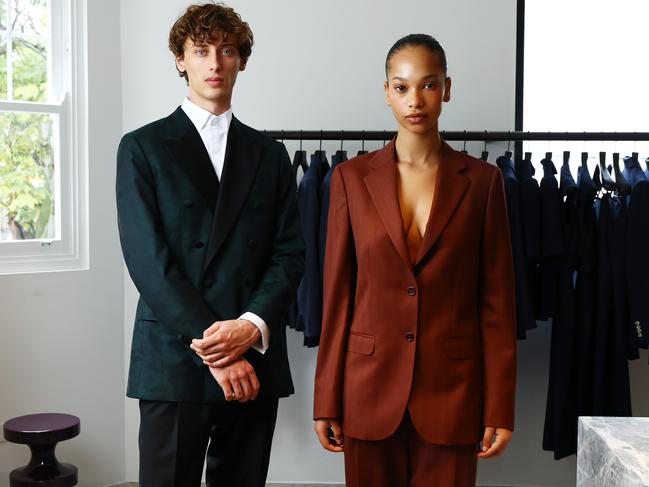 8/5/25: Models Cindy Toms and Ethan Bischoff wearing fashion label Farage ahead of their Fashion Week debut. John Feder/The Australian.