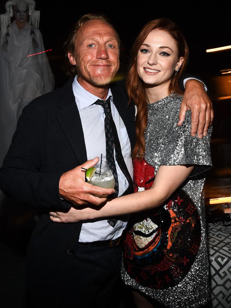 Jerome Flynn and Sophie Turner at the Los Angeles Premiere for the seventh season of HBO’s “Game Of Thrones” at Walt Disney Concert Hall on July 12, 2017 in Los Angeles, California. Picture: Splash