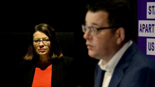 Premier Daniel Andrews and Health Minister Jenny Mikakos. Picture: Andrew Henshaw