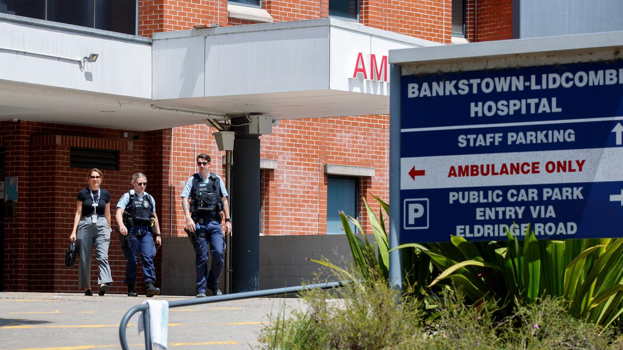 Police officers were seen leaving Bankstown Hospital on Wednesday. Picture: NewsWire / Nikki Short