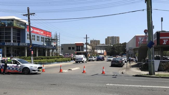 Police at the scene of the shooting. Picture: Natasha Squarey