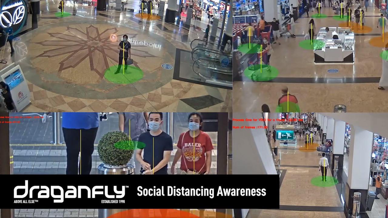 A demonstration of Draganfly’s social distancing awareness cameras.