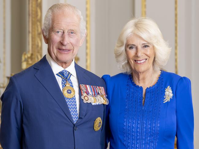 A supplied image obtained on Monday, July 15, 2024, shows the official Australian portrait of His Majesty King Charles III and Queen Camilla at Buckingham Palace in London, England. Picture: NewsWire / Supplied by Millie Pilkington, Buckingham Palace, via the Department of the Prime Minister and Cabinet