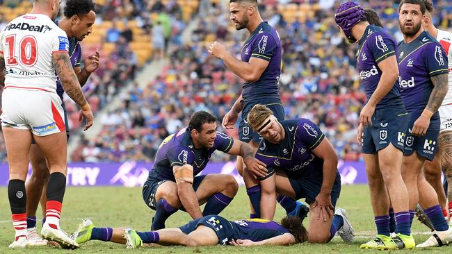 Ryan Papenhuyzen was knocked out against the Dragons last weekend. Picture: Bradley Kanaris/Getty Images