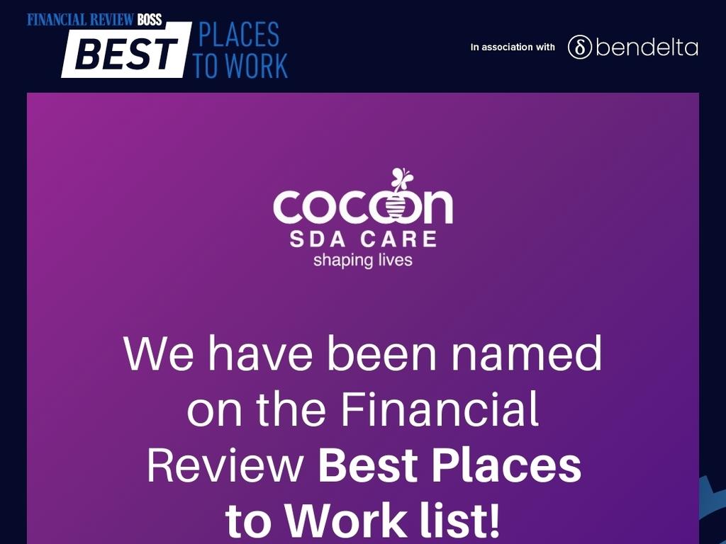 Cocoon SDA Care’s website says it made it onto the Australian Financial Review’s list of best places to work.