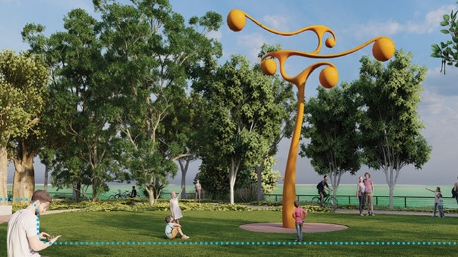The “wind-activated kinetic sculpture” by prolific New Zealand artist Phil Price has been the subject of organised pushback by some survivor groups. Picture: City of Darwin Council