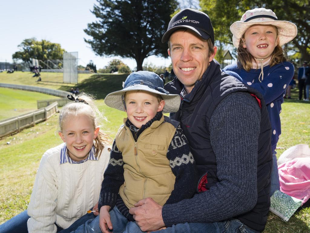 At Grammar Downlands Day are (from left) Gabrielle, Hugo, Scott and Dimity Simpson at Toowoomba Grammar School, Saturday, August 19, 2023. Picture: Kevin Farmer