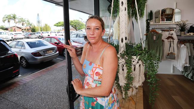 Danielle Deighton, owner of About A Girl, is struggling to keep trading with all the changes at Nobby's shops, and now there is more change on the way. Danielle hopes they will keep their parking spots til next year now as council and goldlinq negotiate. Picture Glenn Hampson