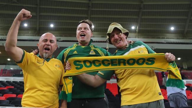 Australian supporters in Doha enjoy the Socceroos’ triumph.