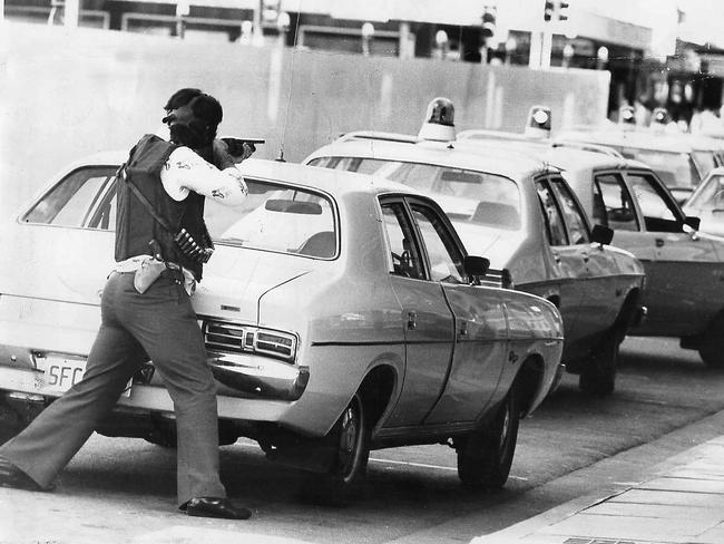 1976: When Victorian man Michael O’Connor walked into the Hambly-Clark gun shop in Rundle St, Adelaide, it was the start of a dramatic siege. O’Connor loaded two shotguns, ordered staff out then fired in the shop and at police. The siege ended when police shot him in the chest, killing him. File picture