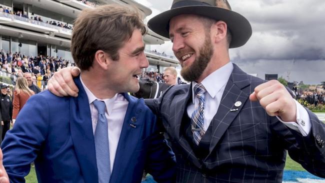 Melbourne Cup winners David Eustace and Ciaron Maher, the duo behind 'Gold Trip'. Picture: Facebook