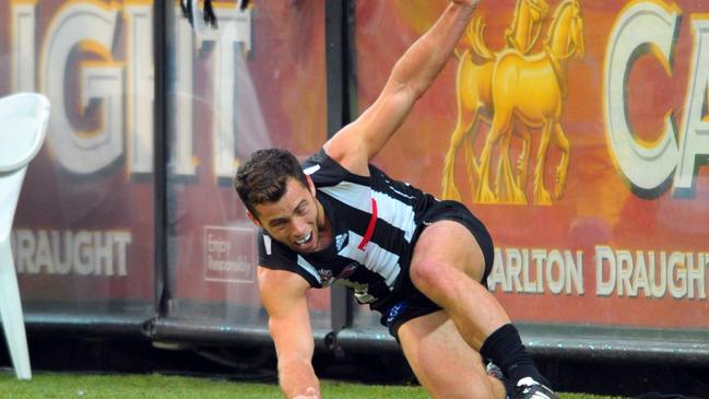 Jarryd Blair celebrates his Anzac Day winner in 2012.