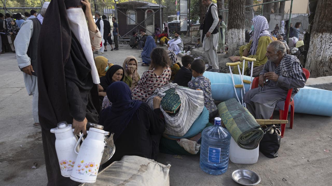 Displaced Afghanis are evacuated to schools and mosques as the Taliban move in. Picture: Paula Bronstein/Getty Images