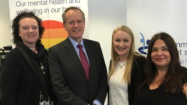 Karen, Meagan and Jo (from left to right) met with Bill Shorten to raise what impact the proposed same-sex marriage plebiscite would have on their transgender children.