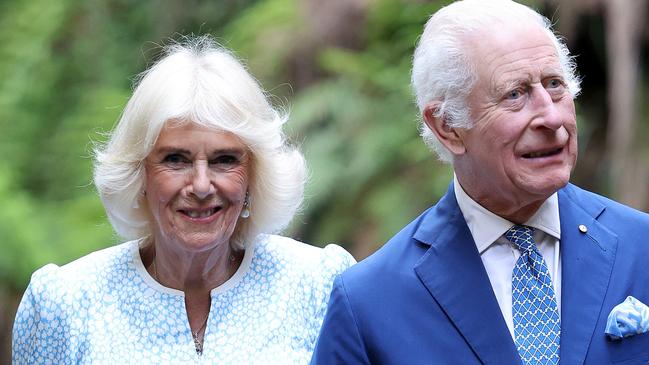 CANBERRA, AUSTRALIA - OCTOBER 21: Queen Camilla and King Charles III visit the Australian National Botanic Gardens on October 21, 2024 in Canberra, Australia. The King's visit to Australia is his first as monarch, and CHOGM in Samoa will be his first as Head of the Commonwealth. (Photo by Chris Jackson/Getty Images)