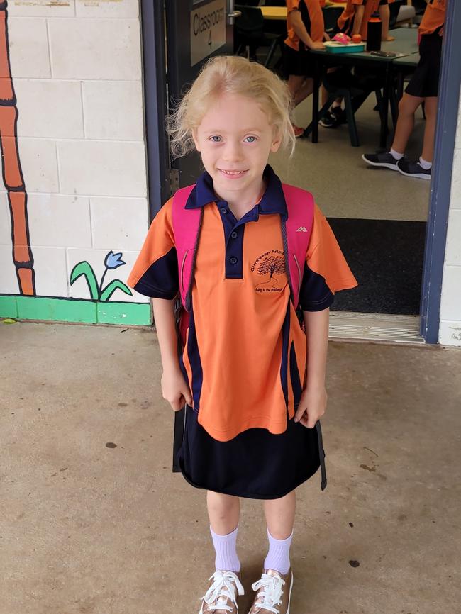Alyssa M outside her classroom at Girraween Primary