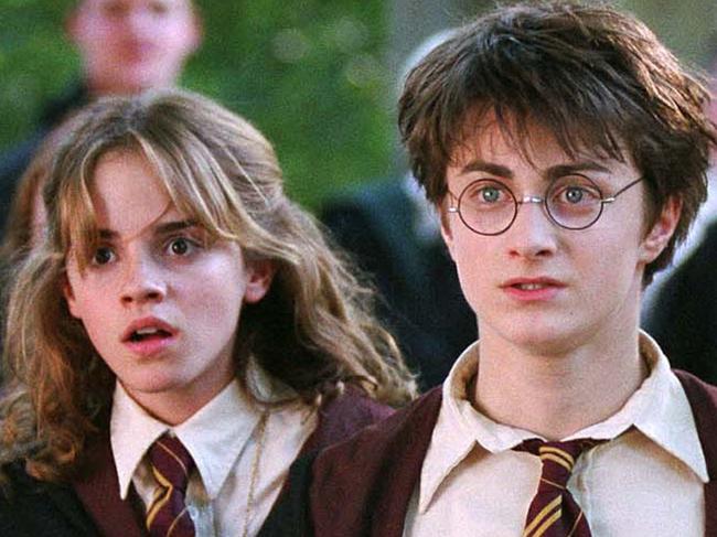 in this image released by Warner Bros., from left, Emma Watson as Hermione Granger, Daniel Radcliffe as Harry Potter and Rupert Grint as Ron Weasley are shown in a scene from 'Harry Potter and the Prisoner of Azkaban.' (AP Photo / Warner Bros., Murray Close)