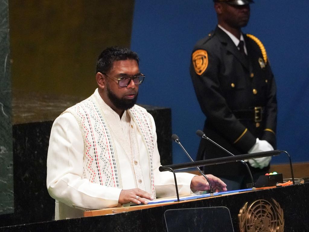 Guyana President Mohamed Irfaan Ali addressing the United Nations General Assembly at UN headquarters in New York City in 2023. Picture: Bryan R. Smith / AFP