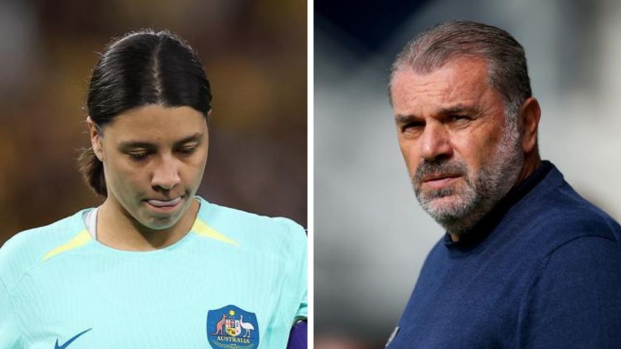 Sam Kerr and Ange Postecoglou. Photos: Getty Images