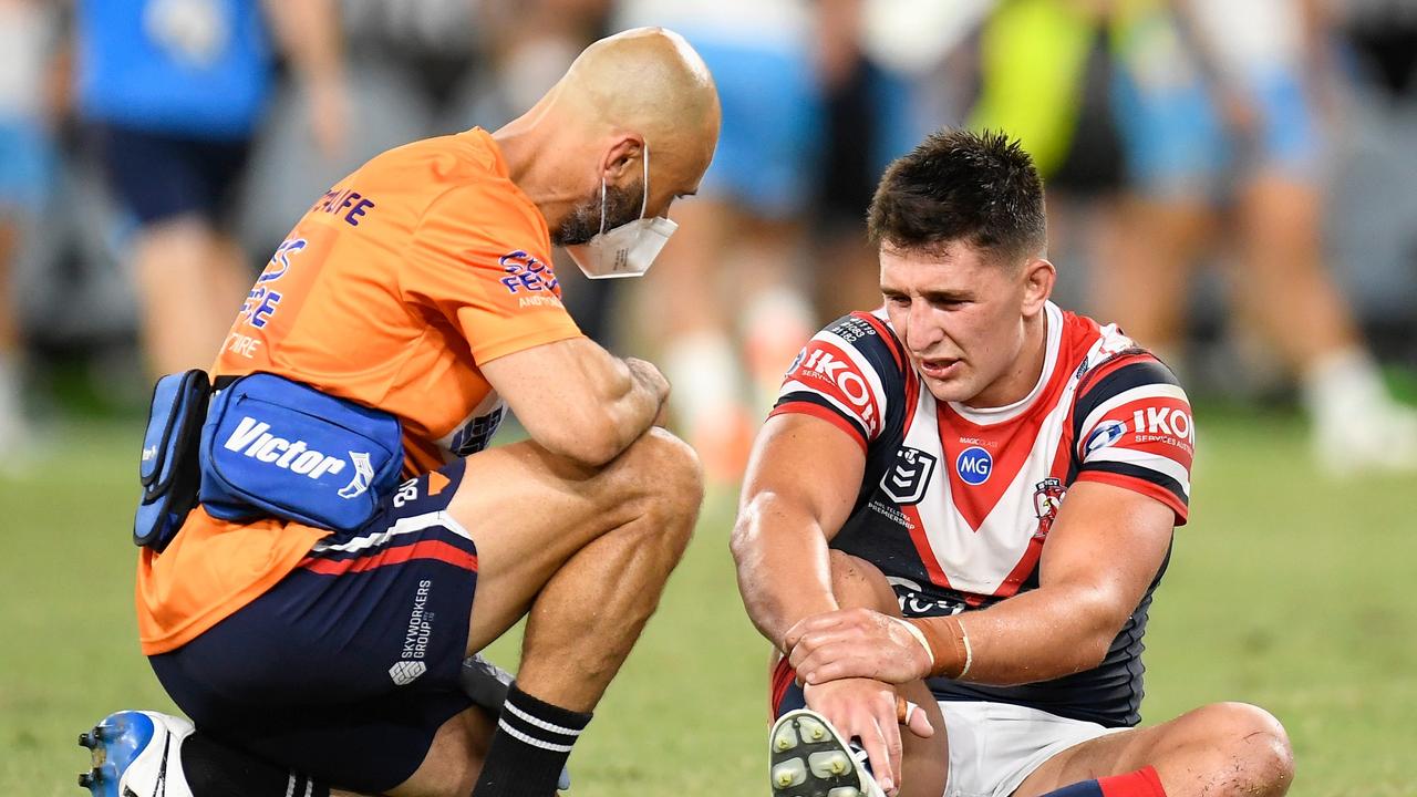 Victor Radley went down with a shoulder injury. (Photo by Ian Hitchcock/Getty Images)