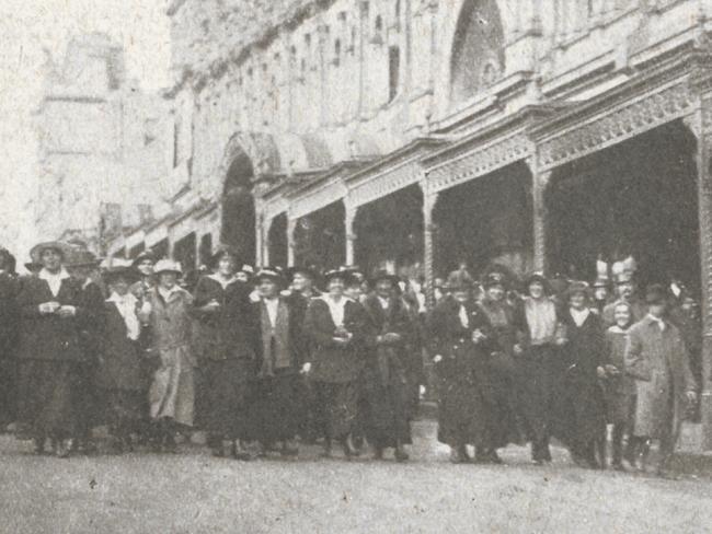 Women marching through Melbourne demanding ‘food and fair play’ in 1917. Picture: National Library of Australia