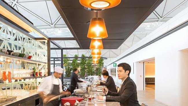 Fine dining is a feature of the new Qantas Hong Kong Lounge.